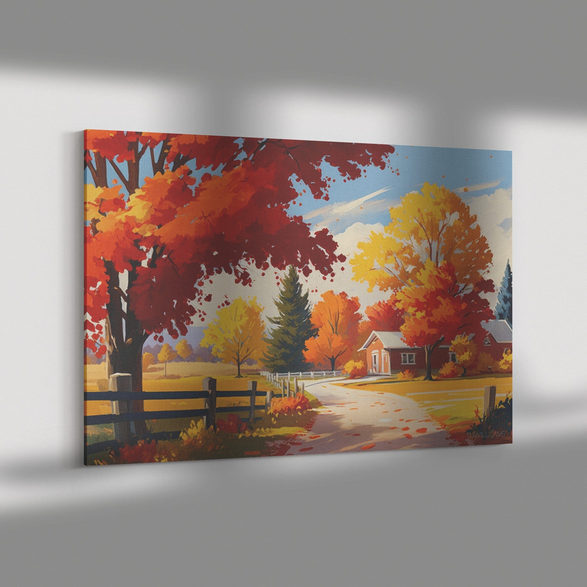 Fall Farmhouse - Canvas Print Wall Art - TuWillows